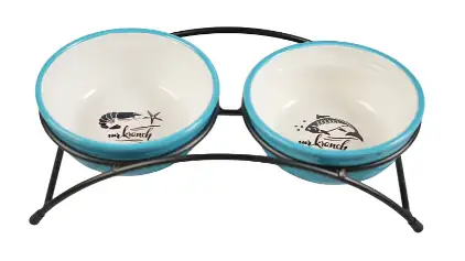 Купить mr.kranch миски двойные на подставке керамические для собак и кошек, голубые