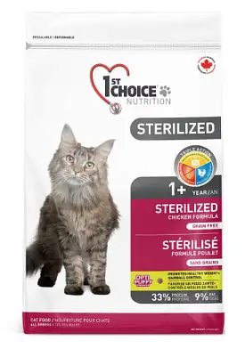1st Choice Sterilized Сухой корм для кастрированных котов и стерилизованных кошек (с курицей и бататом)