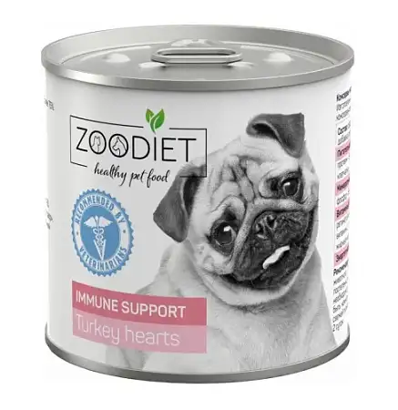 Купить Четвероногий Гурман zoodiet immune support turkey hearts консервы для взрослых собак для поддержания иммунитета, с индюшиными сердечками